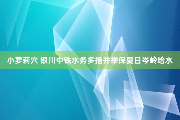 小萝莉穴 银川中铁水务多措并举保夏日岑岭给水