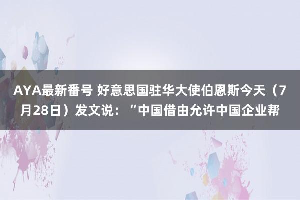 AYA最新番号 好意思国驻华大使伯恩斯今天（7月28日）发文说：“中国借由允许中国企业帮