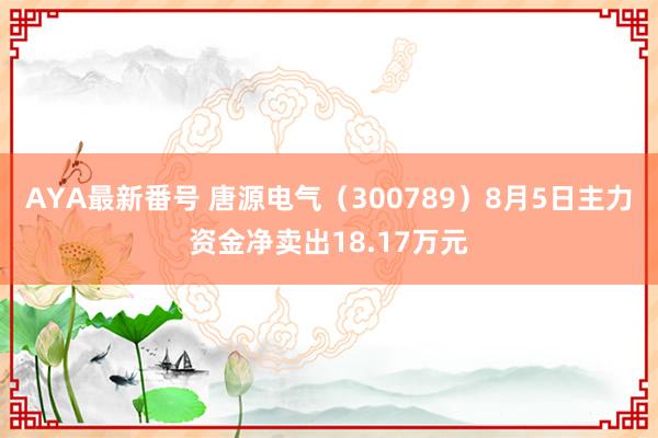 AYA最新番号 唐源电气（300789）8月5日主力资金净卖出18.17万元