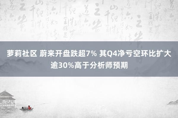 萝莉社区 蔚来开盘跌超7% 其Q4净亏空环比扩大逾30%高于分析师预期