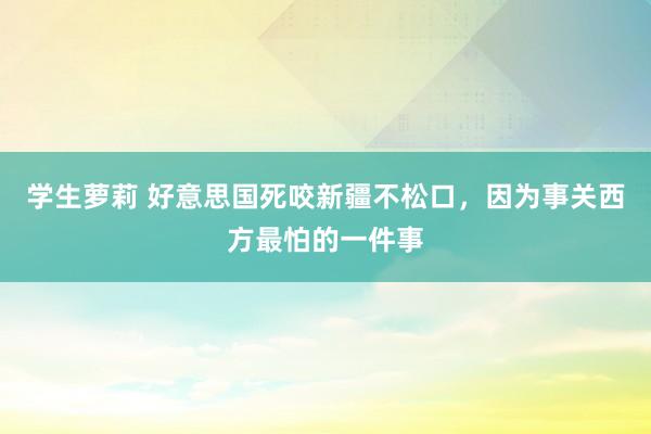 学生萝莉 好意思国死咬新疆不松口，因为事关西方最怕的一件事